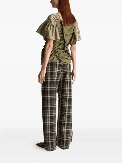 Lee Mathews Betty Ruffled Blouse In Green