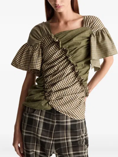 Lee Mathews Betty Ruffled Blouse In Green