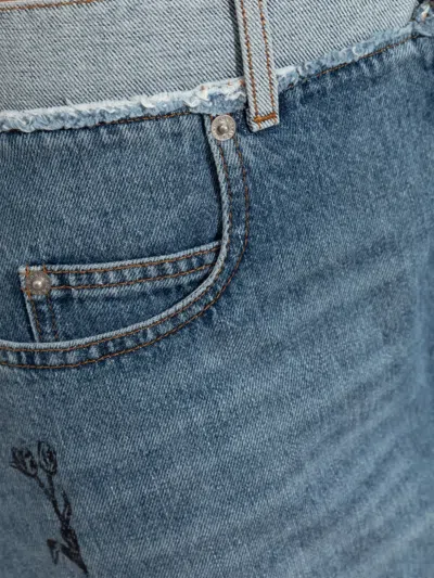 Marni Blue Stone Washed Patches Denim Miniskirt In Blue