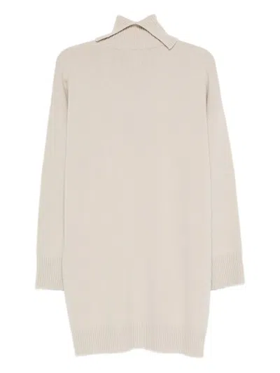 Roberto Collina Turtleneck Dress Dropped Shoulders Ribbed Cuffs In Animal Print