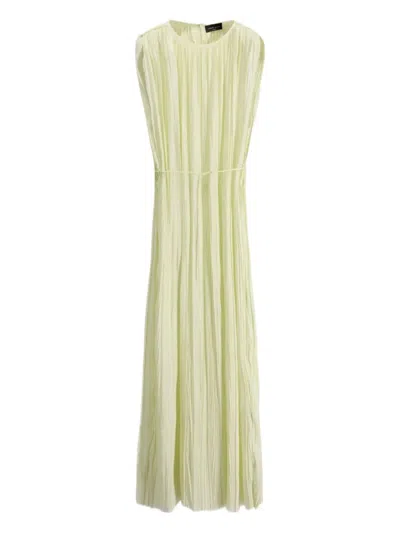 Roberto Collina Pleated Crew Neck Dress In Neutral