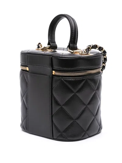 Pre-owned Chanel 2021-2025 Quilted Lambskin Trendy Cc Case Vanity Bag In Black