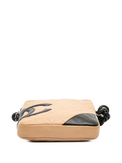 Pre-owned Chanel 2004-2005 Lambskin Cambon Ligne Crossbody Bag In Brown