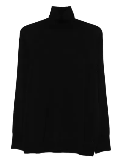 Erika Cavallini Turtleneck Wool Sweater In Black