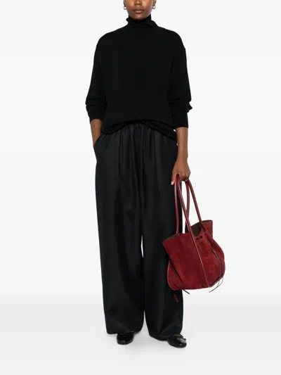 Erika Cavallini Turtleneck Wool Sweater In Black