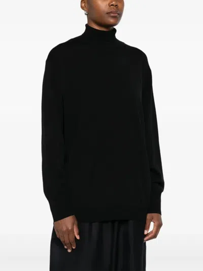 Erika Cavallini Turtleneck Wool Sweater In Black