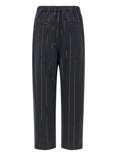 Brunello Cucinelli Striped Embroidered Joggers Pockets In Multi