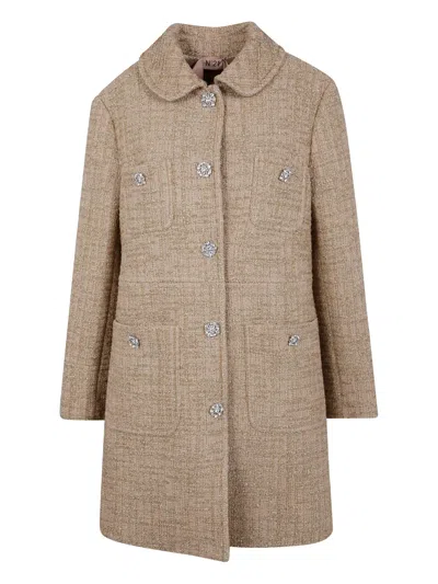N°21 Single Breasted Coat In Neutral