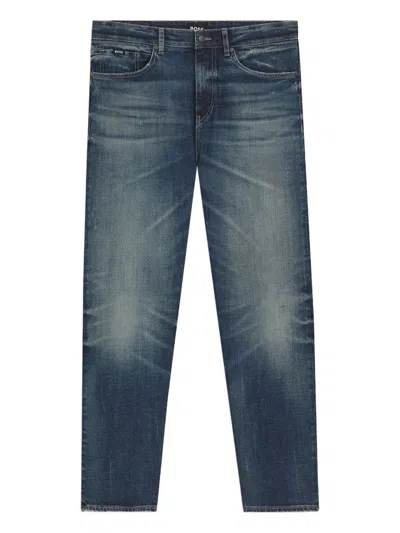 Hugo Boss Faded-effect Jeans In Blue