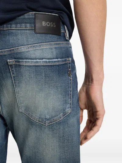 Hugo Boss Faded-effect Jeans In Blue