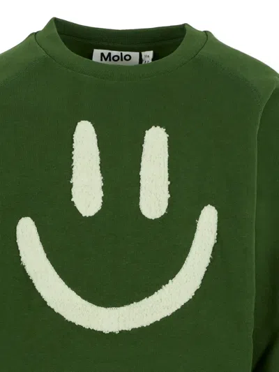 Molo Green Sweatshirt For Kids With Smiley In Green