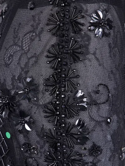 Semicouture Floral Lace Skirt Scalloped Hem In Black