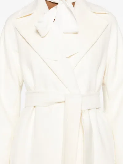 Max Mara Belted Wrap Coat In White