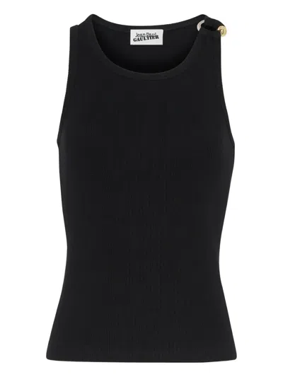 Jean Paul Gaultier Tank Top With Piercing In Black