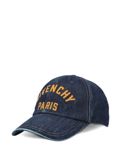 Givenchy Dark Blue Embroidered Logo Baseball Hat In Blue