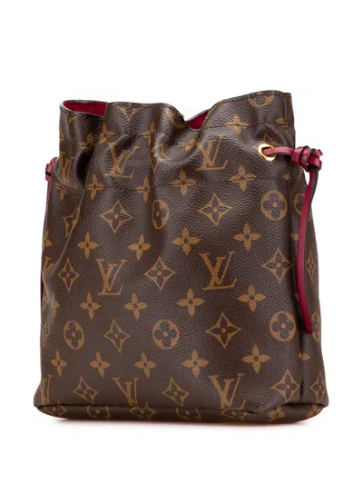 Pre-owned Louis Vuitton 2019 Monogram Noe Pouch Bucket Bag In Brown
