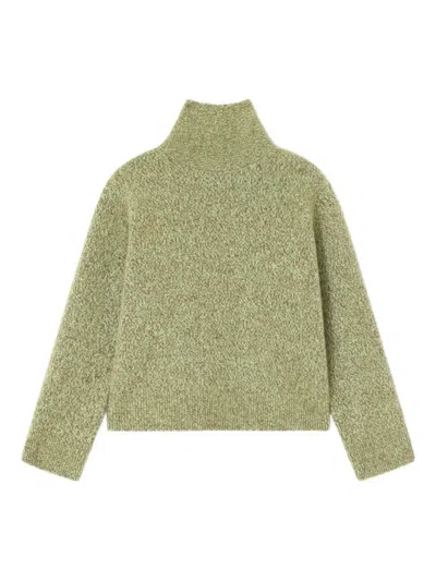 Ganni High-neck Brushed Pullover In Green