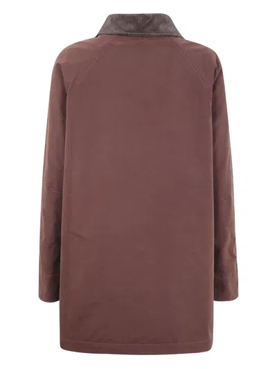 Aspesi Corduroy Collar Long Sleeve Coat In Red