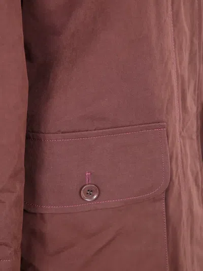 Aspesi Corduroy Collar Long Sleeve Coat In Red