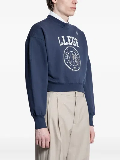 Recto Llege-logo Cropped Sweatshirt In Blue