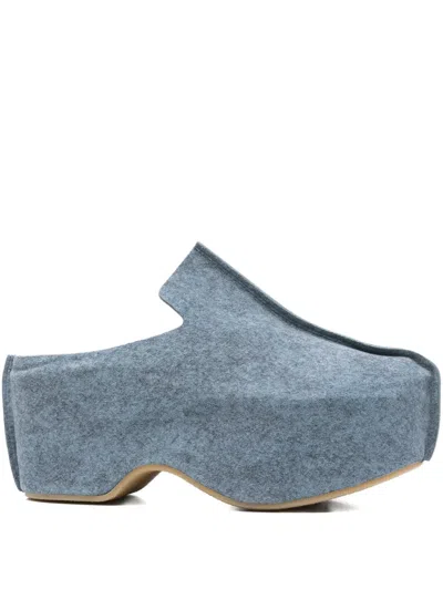 Jw Anderson Platform Suede Clogs In Blue