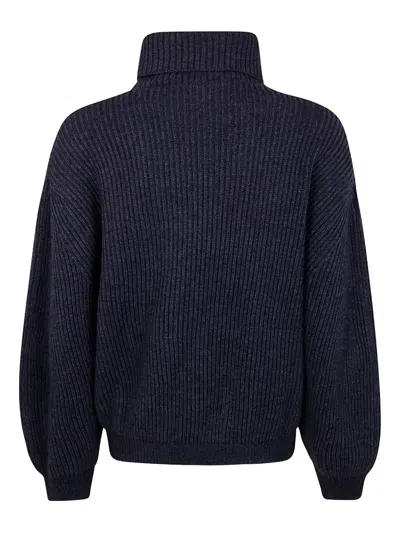 Semicouture Turtleneck Long-sleeved Sweater In Blue