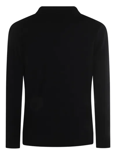 Zanone Crewneck Sweater With Front Pockets And Notched Lapel In Black