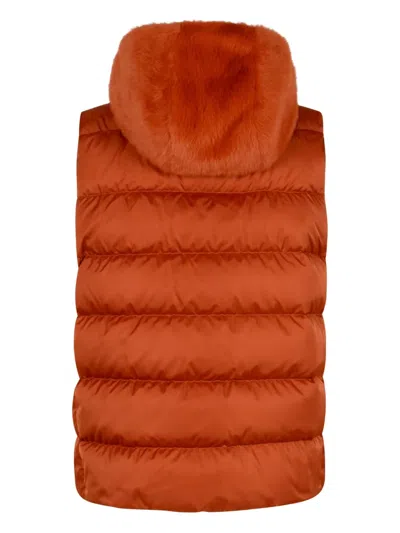Herno Quilted Gilet In Orange
