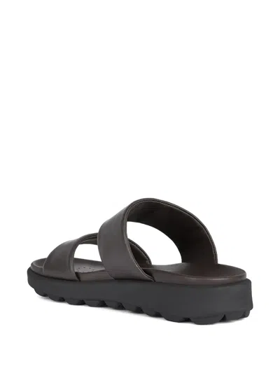 Geox Double-strap Slides In Brown