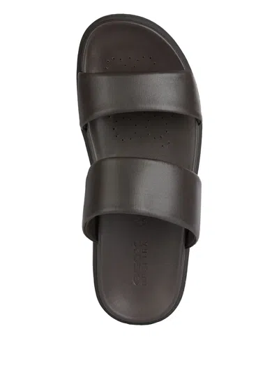 Geox Double-strap Slides In Brown