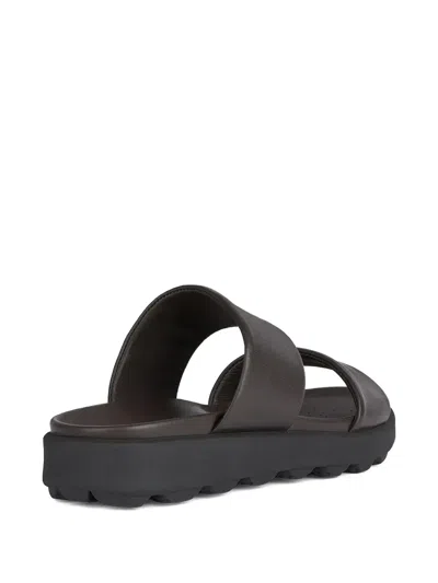 Geox Double-strap Slides In Brown