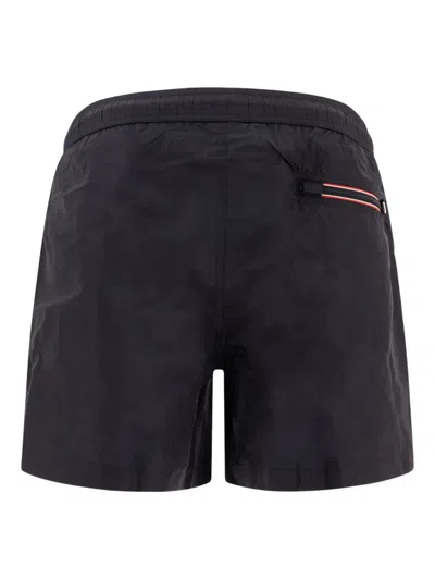 Moncler Logo Patch Swim Shorts With Elastic Waist In Black