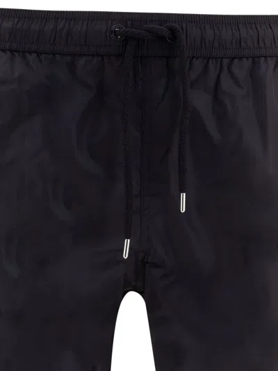 Moncler Logo Patch Swim Shorts With Elastic Waist In Black