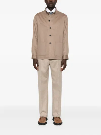 Tagliatore Patch-pocket Button-front Jacket In Brown