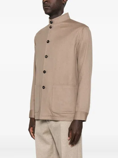 Tagliatore Patch-pocket Button-front Jacket In Brown