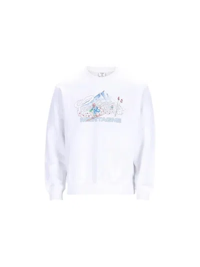 Casablanca Printed Crew Neck Sweatshirt In White