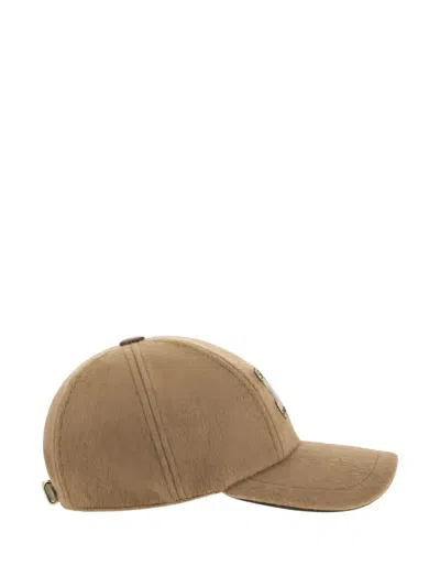 Max Mara Camel Brown Camel Wool Fedora Logo Baseball Hat In Brown