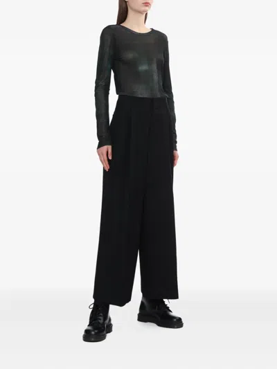 Y's Printed Long-sleeve T-shirt In Green