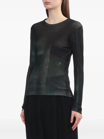 Y's Printed Long-sleeve T-shirt In Green