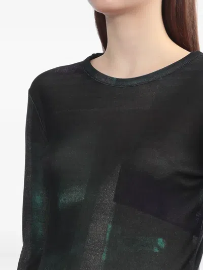 Y's Printed Long-sleeve T-shirt In Green