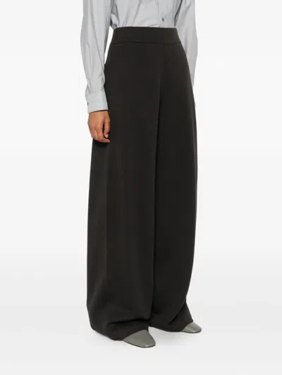 Lemaire Wool And Cotton-blend Wide-leg Pants In Black