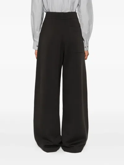 Lemaire Wool And Cotton-blend Wide-leg Pants In Black