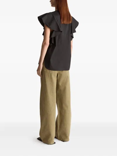 Lee Mathews Ella Ruffle-detail Blouse In Blue