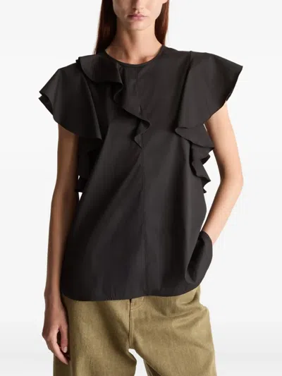 Lee Mathews Ella Ruffle-detail Blouse In Blue