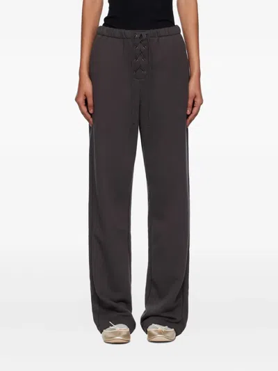 Open Yy Lace-up Drawstring Track Pants In Gray
