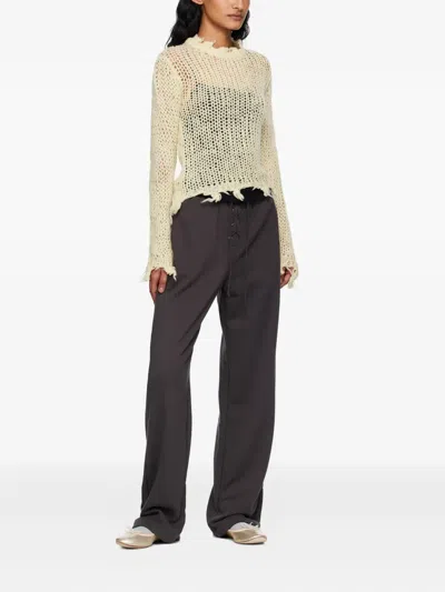 Open Yy Lace-up Drawstring Track Pants In Gray