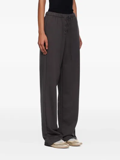 Open Yy Lace-up Drawstring Track Pants In Gray