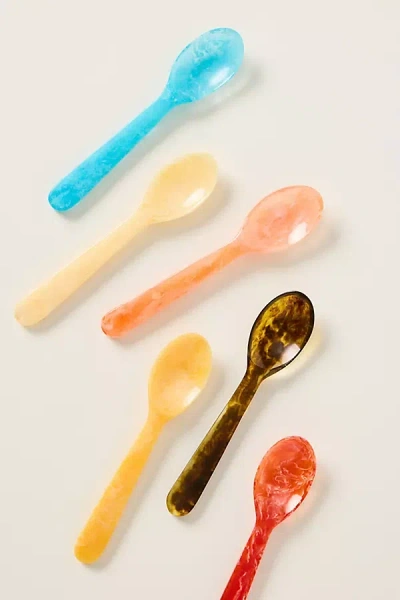 Anthropologie Mignon Resin Teaspoons, Set Of 6 In Multi