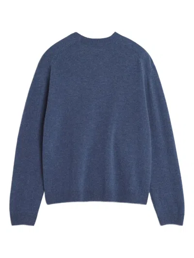 Maison Kitsuné Fox Head Wool Sweater In Blue