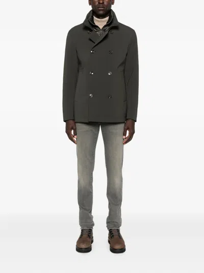 Montecore Double-breasted Zip-front Jacket In Gray